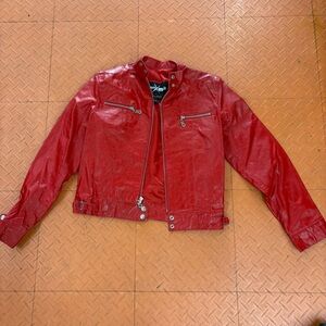 Wilsons Leather Red Leather Jacket Fitted Design
